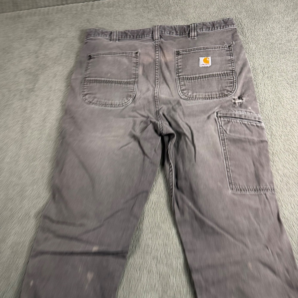Carhartt Mens Relaxed Fit Carpenter Work Pants Gray 36x30 Distressed Thrashed